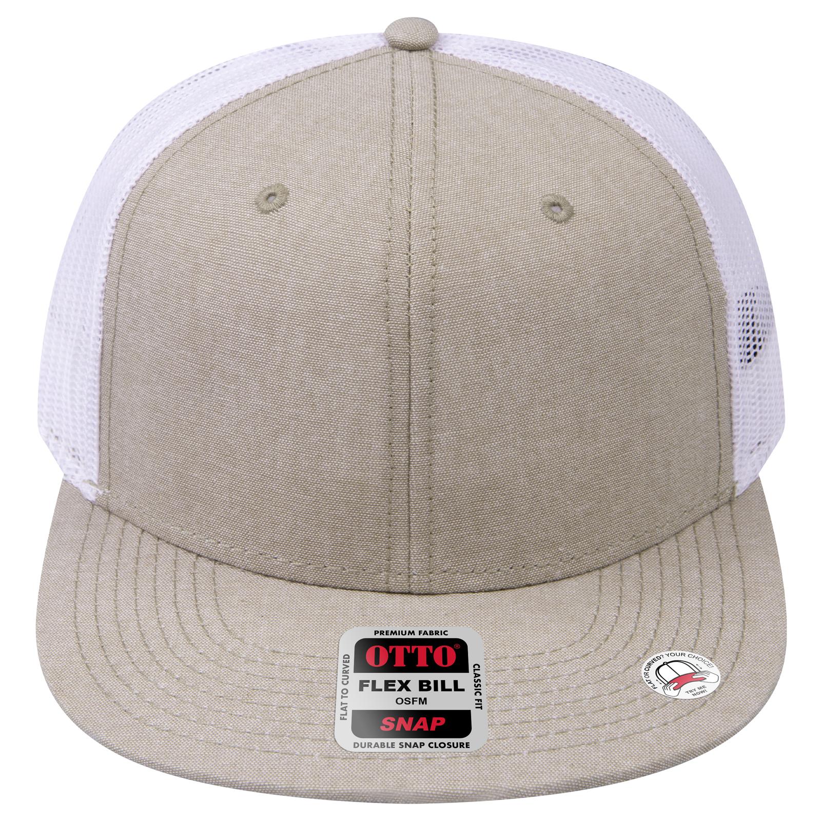 Right View of 3216A - Khk/Wht OTTO CAP "OTTO SNAP" 6 Panel Pro Style Mesh Back Trucker Snapback Hat
