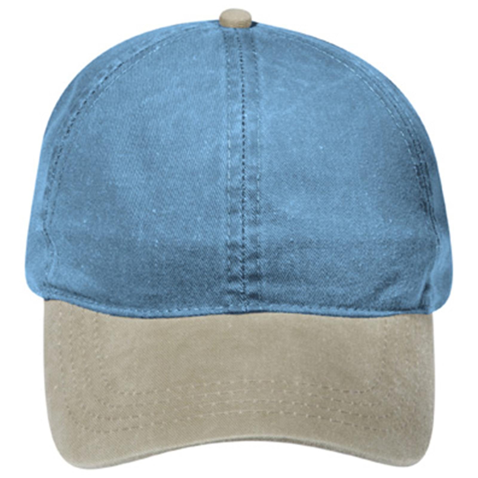 Front View of 3230 - Kha/Sk.Blu OTTO CAP 4 Panel Ponytail Cap