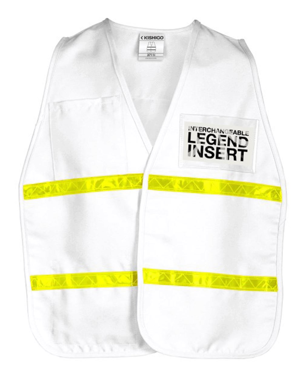 Front View of 3711I White 3700 Series Incident Command Vest - 3700