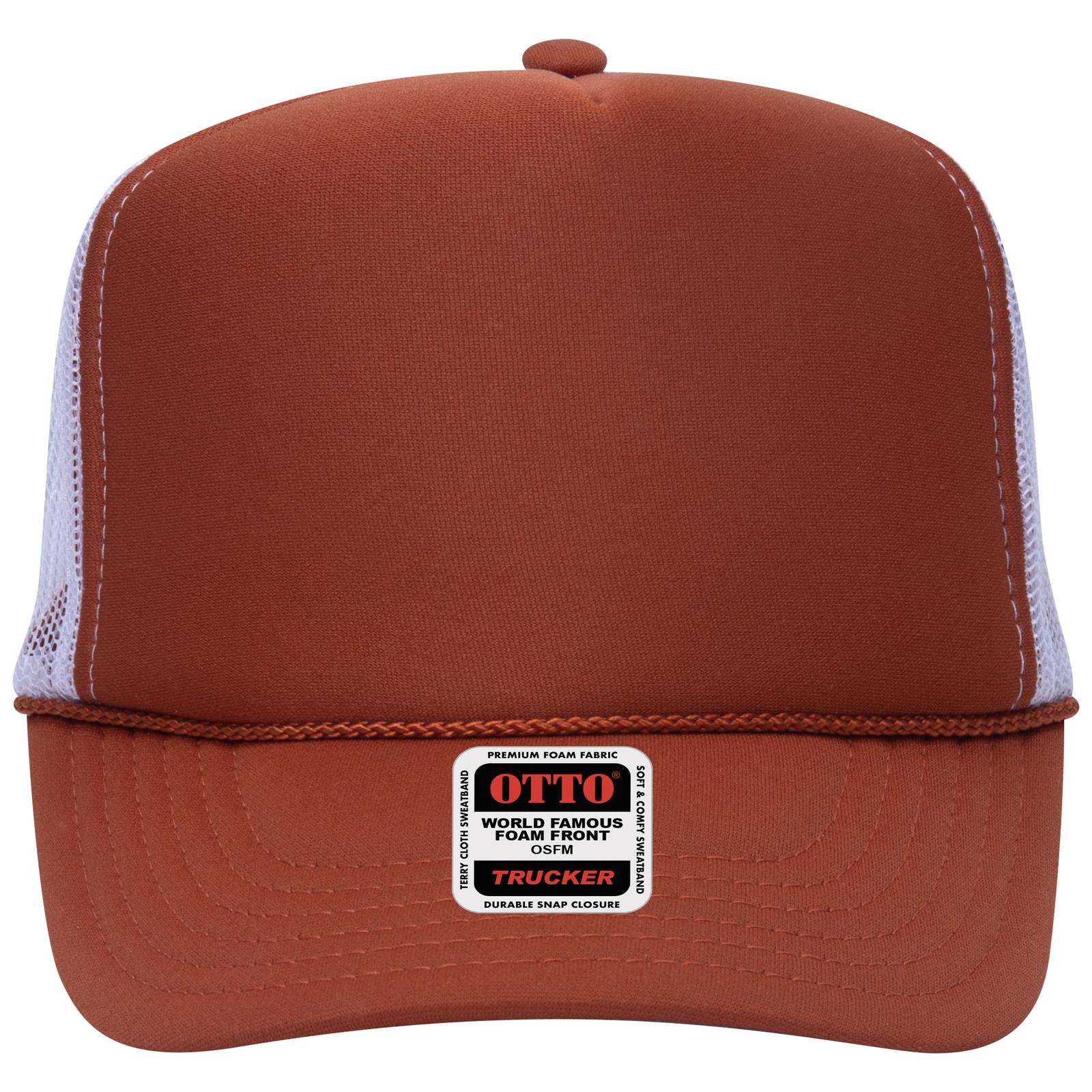 Right View of 444416 - Tx Org/Tx Org/Wht OTTO CAP 5 Panel High Crown Mesh Back Trucker Hat