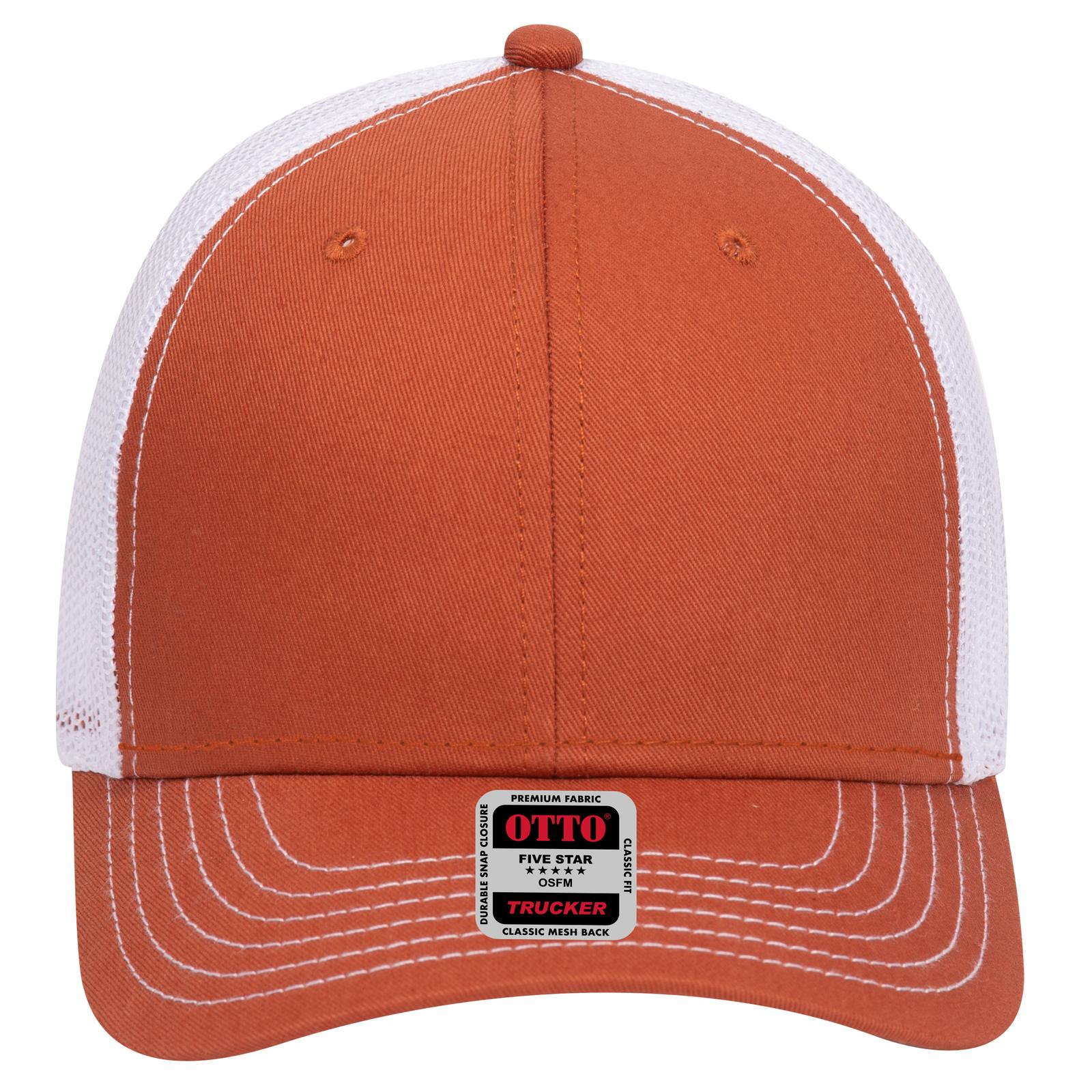 Right View of 444416 - Tx Org/Tx Org/Wht OTTO CAP 6 Panel Low Profile Mesh Back Trucker Hat