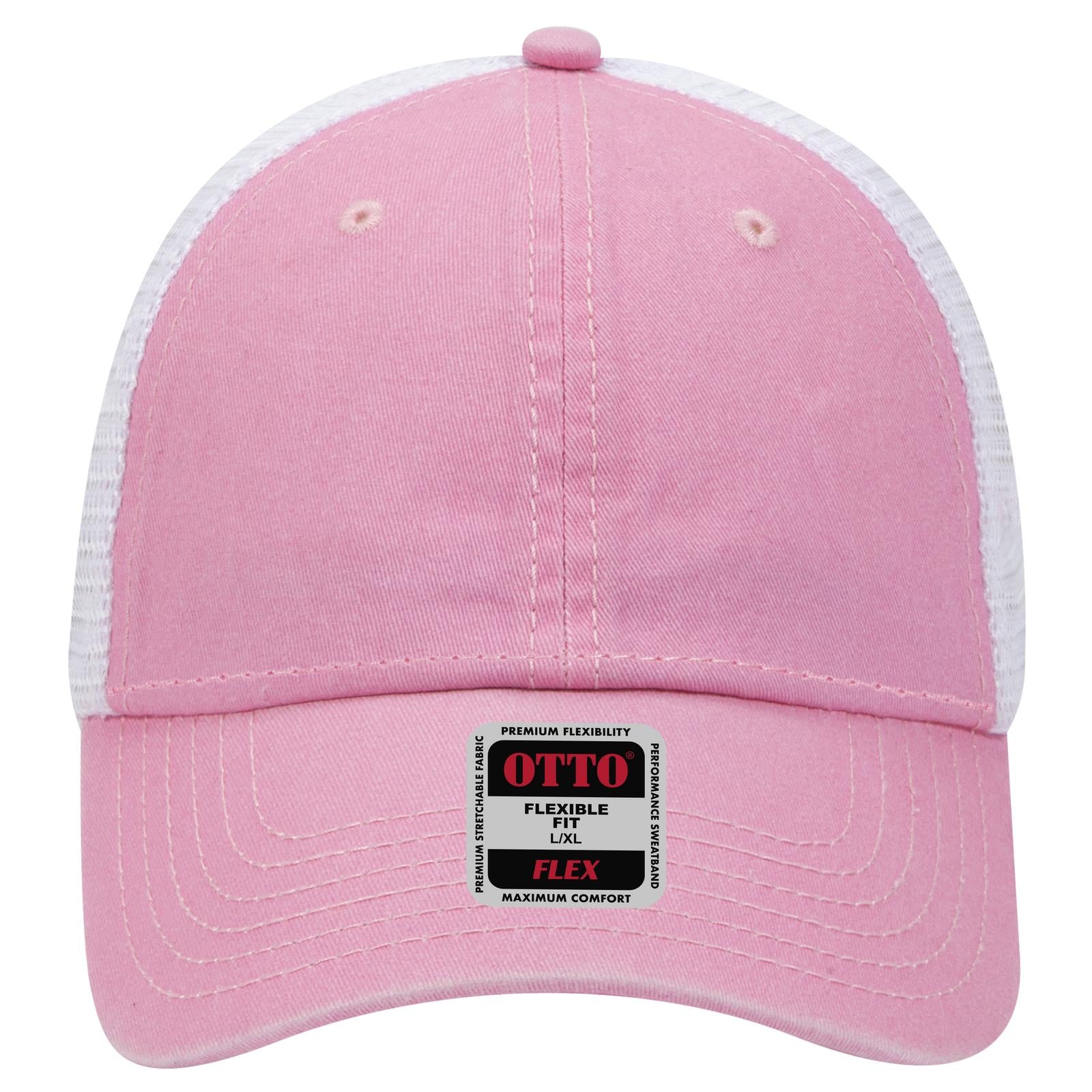 Right View of 505016 - Pnk/Pnk/Wht OTTO CAP "OTTO FLEX" Fitted 6 Panel Low Profile Mesh Back Trucker Hat