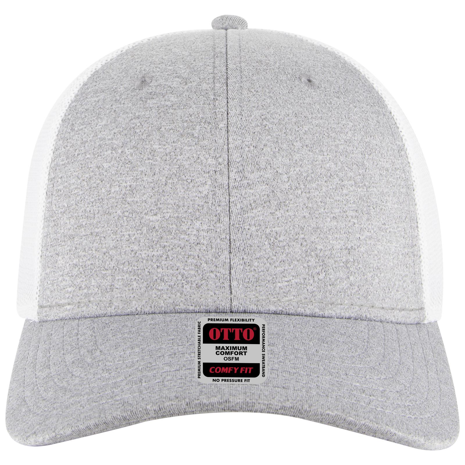Front View of 747416A - HeatherGray/HeatherGray/White OTTO CAP "OTTO COMFY FIT" 6 Panel Low Profile Mesh Back Trucker Hat