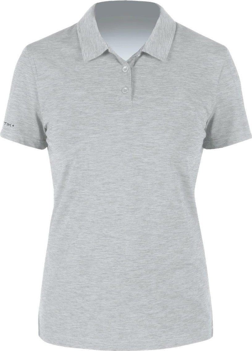 Front View of Alloy Heathered Women's Breeze Tech Polo - WPBRZS1