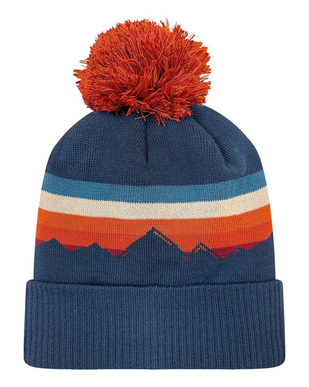 Front View of Alpenglow/ Navy Grand Recycled Beanie - GRNDSR