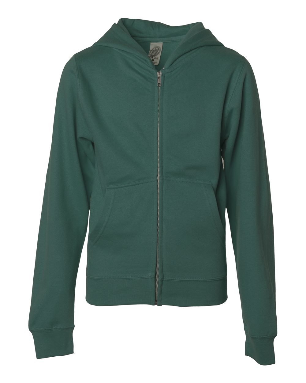 Front View of Alpine Green Youth Midweight Full-Zip Hooded Sweatshirt - SS4001YZ