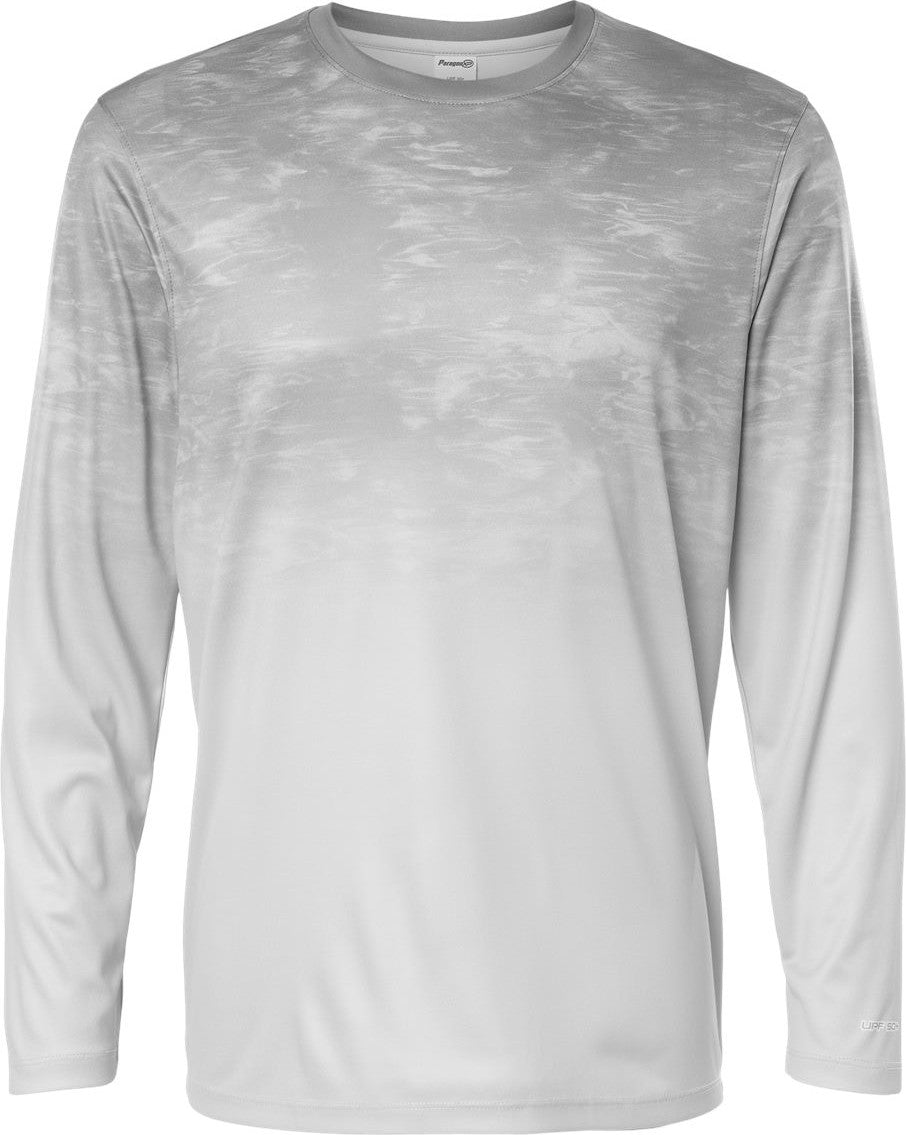 Front View of Aluminum Fade Montauk Oceanic Fade Performance Long Sleeve T-Shirt - 229