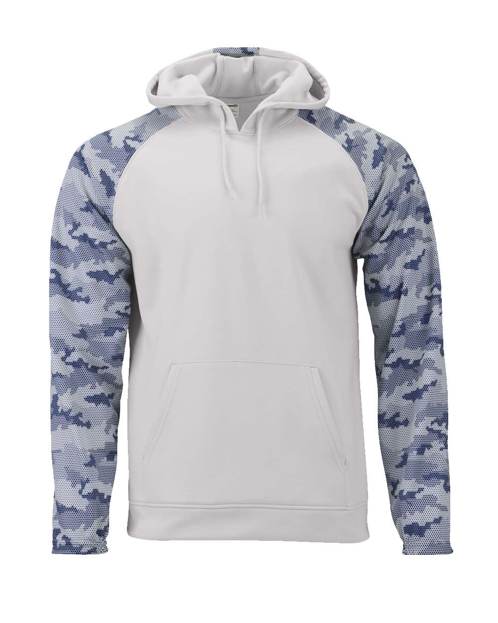Front View of Aluminum/ Navy Tahoe Camo Fleece Hooded Sweatshirt - 306