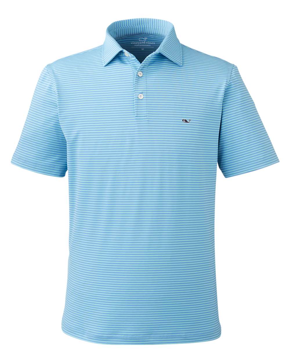 Front View of Andros Blue Bradley Stripe Sankaty Polo - G012426
