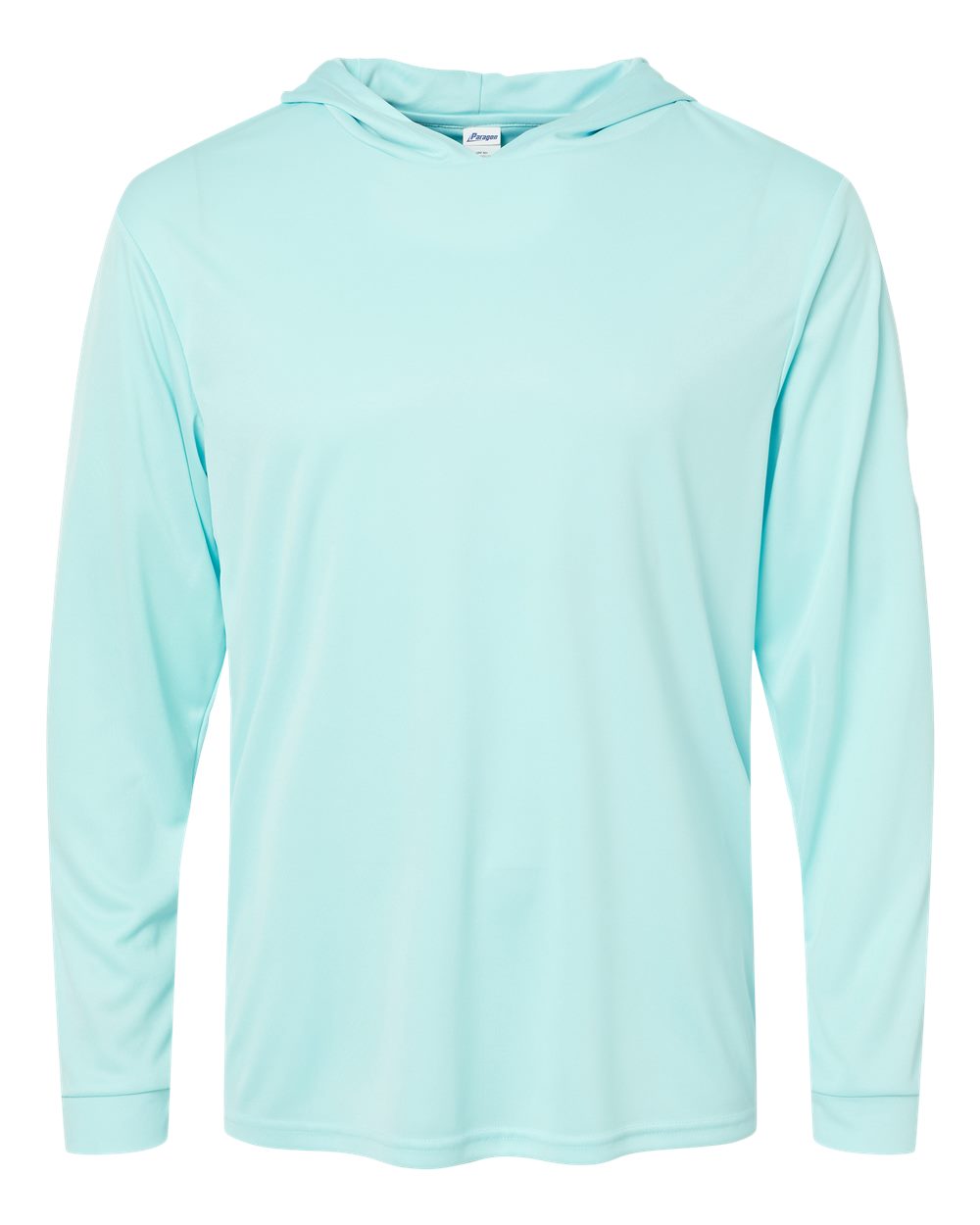 Front View of Aqua Blue Bahama Performance Hooded Long Sleeve T-Shirt - 220