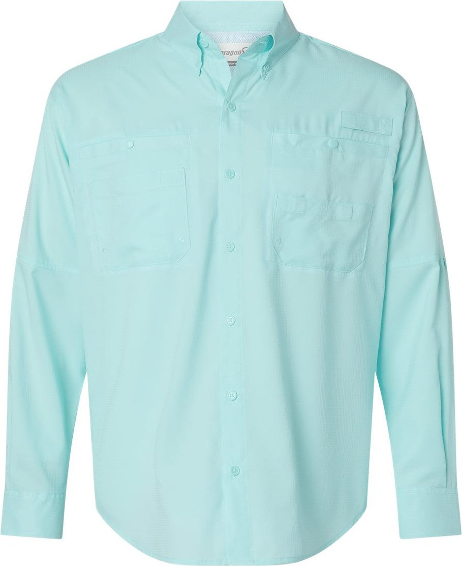 Front View of Aqua Blue Kitty Hawk Performance Long Sleeve Fishing Shirt - 702