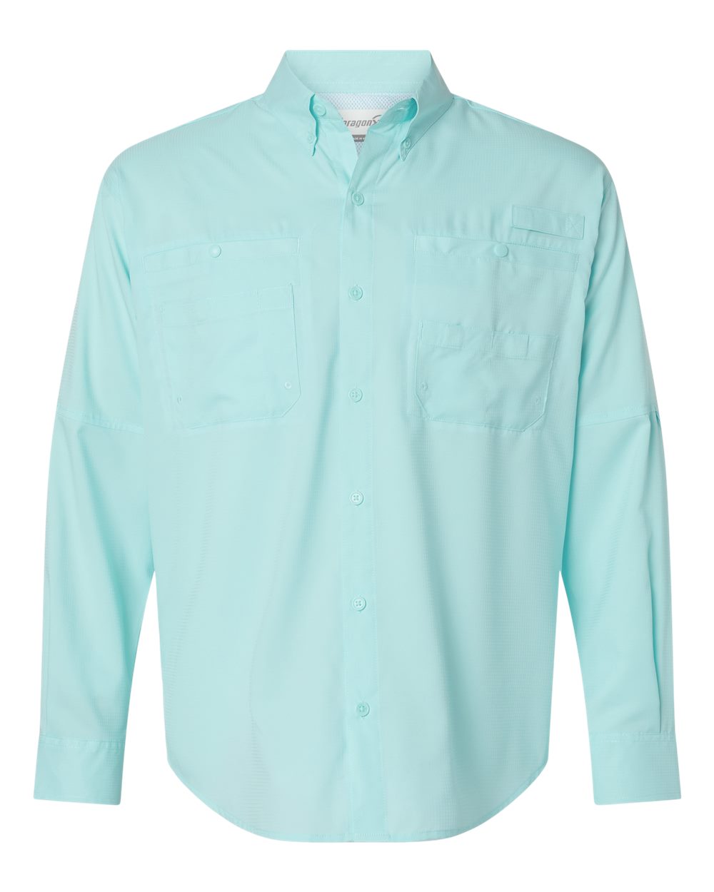 Front View of Aqua Blue Kitty Hawk Performance Long Sleeve Fishing Shirt - 702