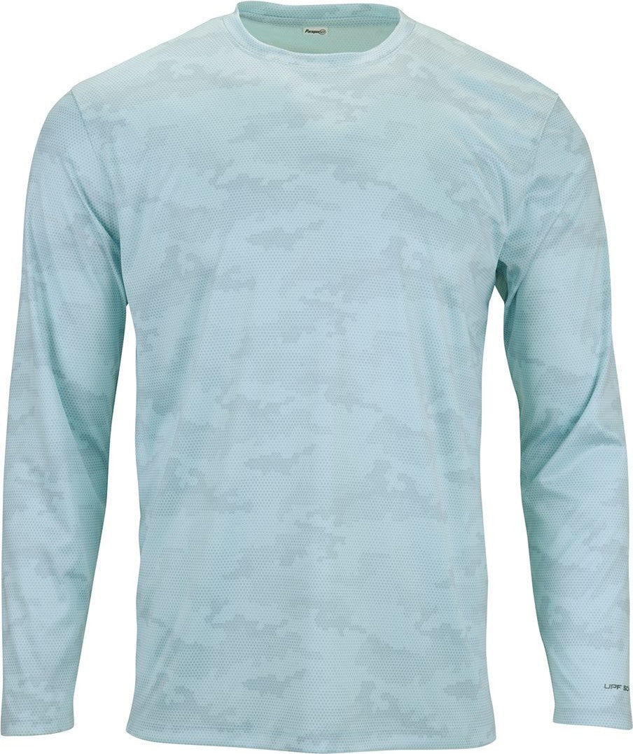 Aqua Blue Pompano Performance Camo Long Sleeve T-Shirt - 217