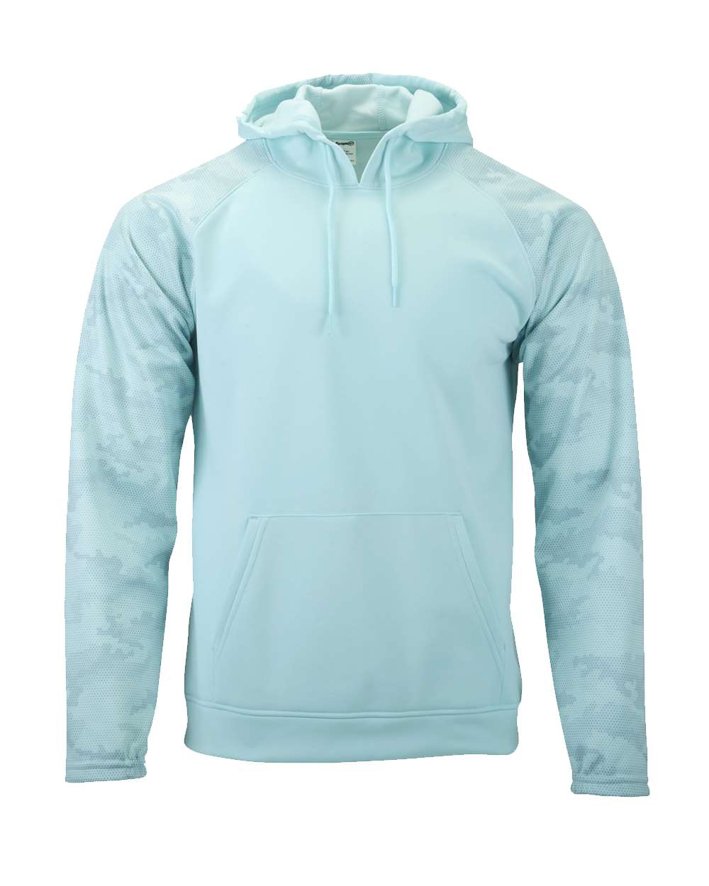 Front View of Aqua Blue Tahoe Camo Fleece Hooded Sweatshirt - 306