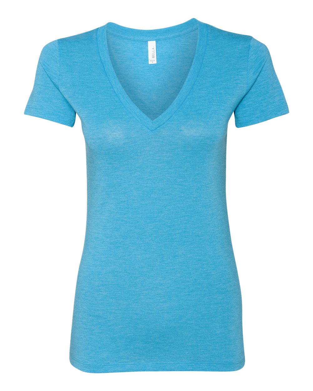 Front View of Aqua Triblend Women’s Triblend Deep V-Neck Tee - 8435