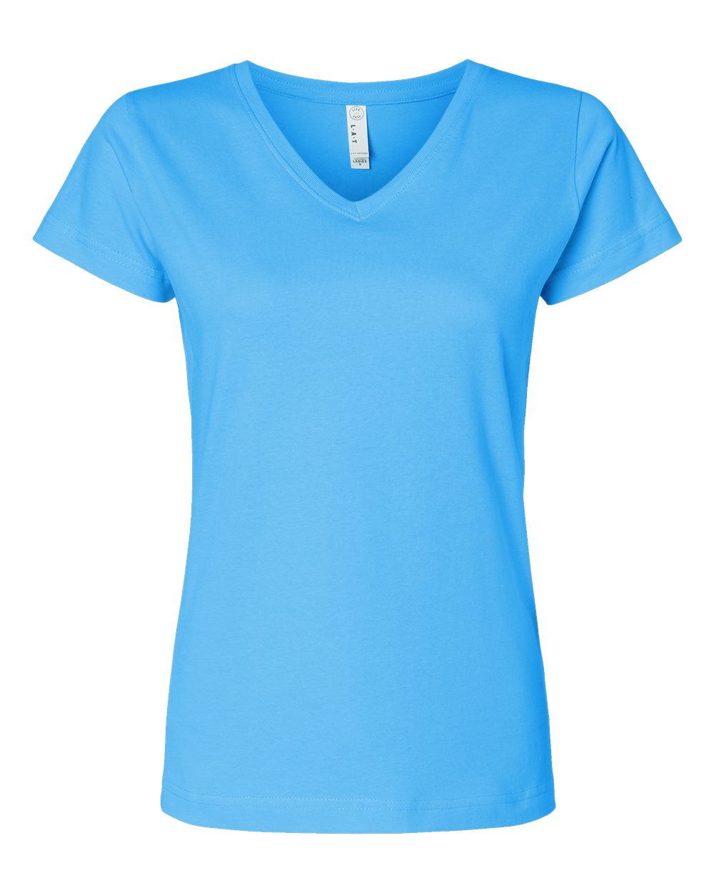 Front View of Aqua Women's Fine Jersey V-Neck Tee - 3507