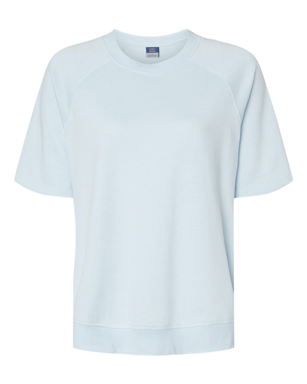 Front View of Arctic Blue Women's French Terry Short Sleeve Crewneck Pullover - W23711