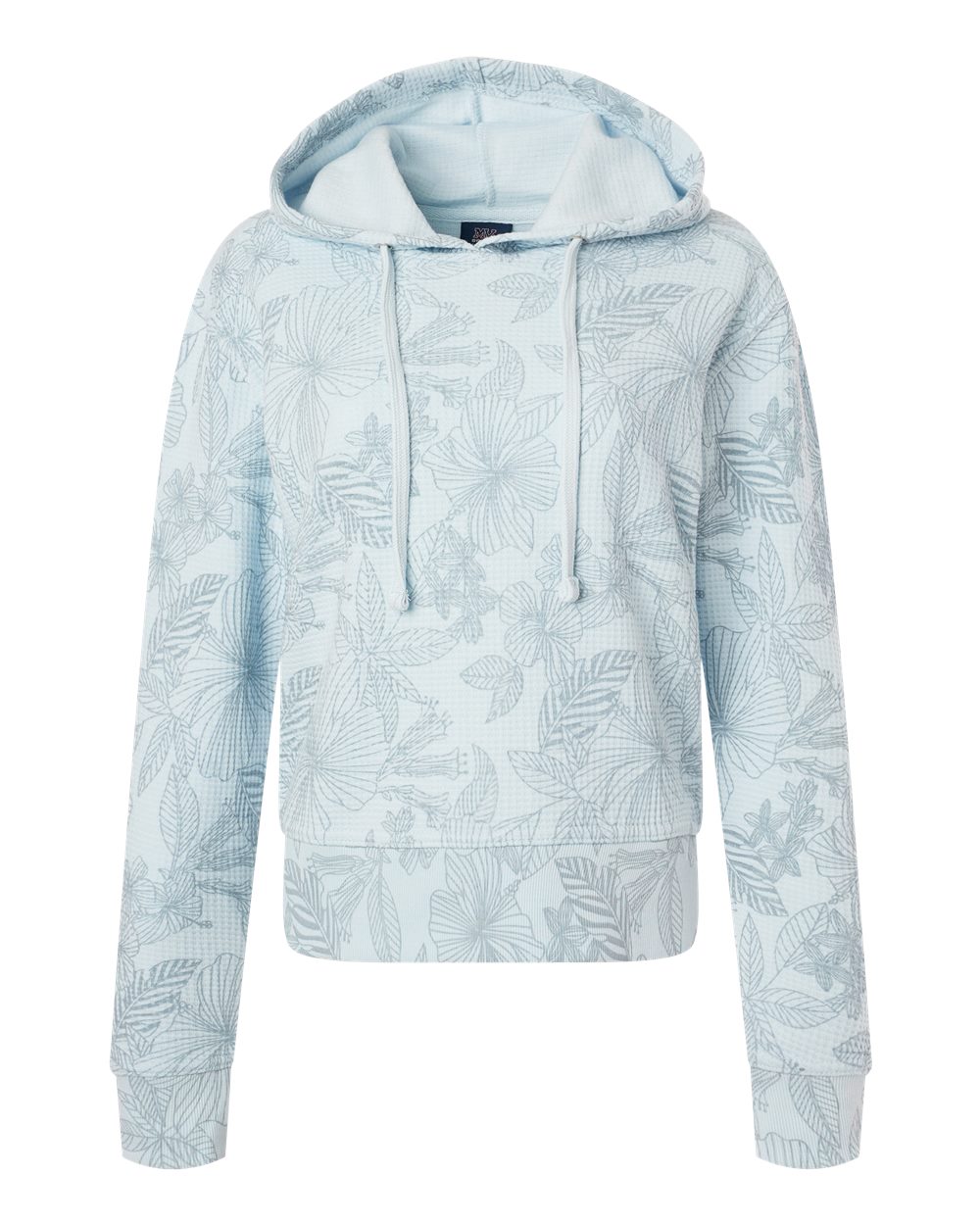 Front View of Arctic Blue Women's Maddie Floral Print Hooded Sweatshirt - W24105