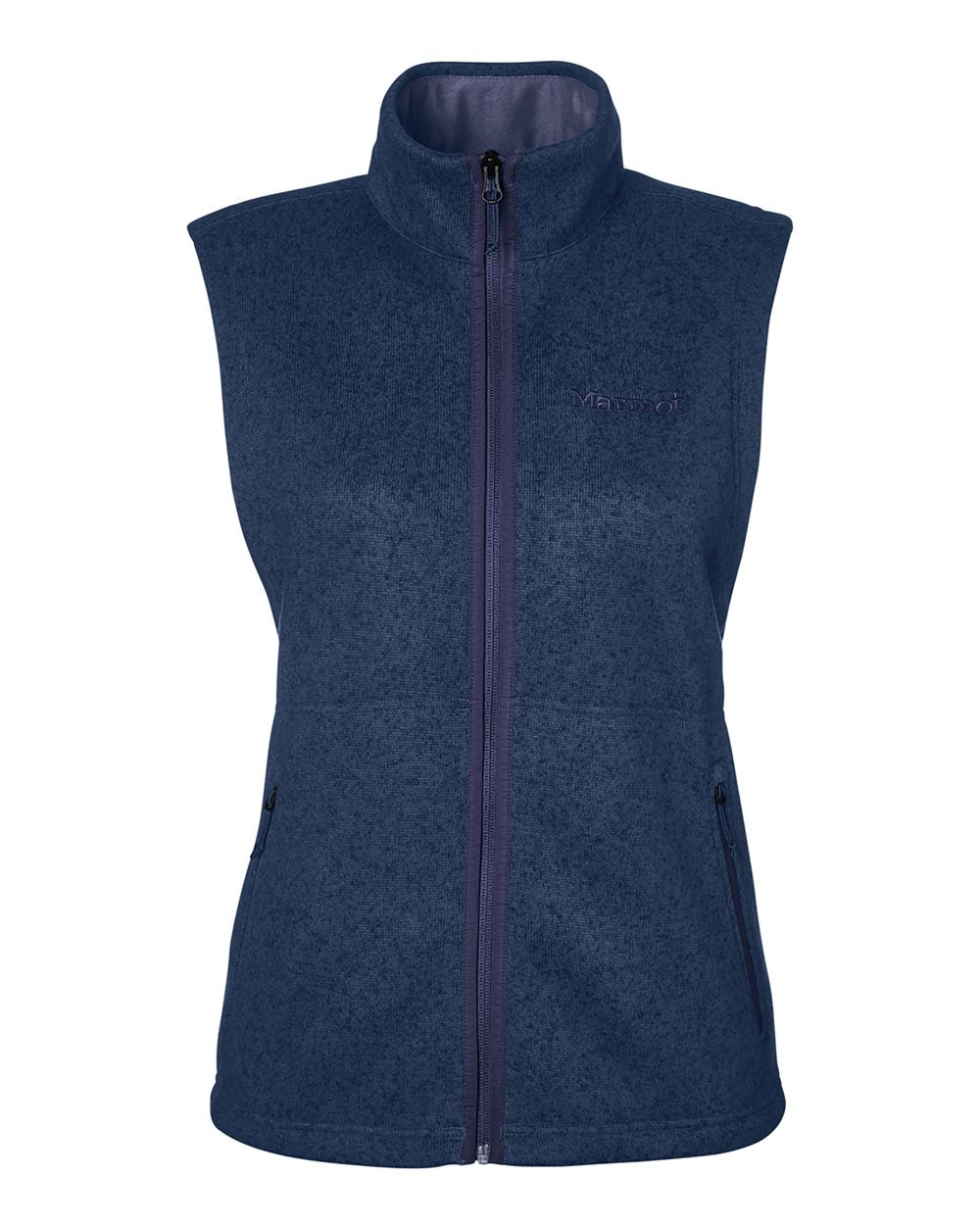 Front View of Arctic Navy Heather Women's Drop Line Fleece Vest - M16251