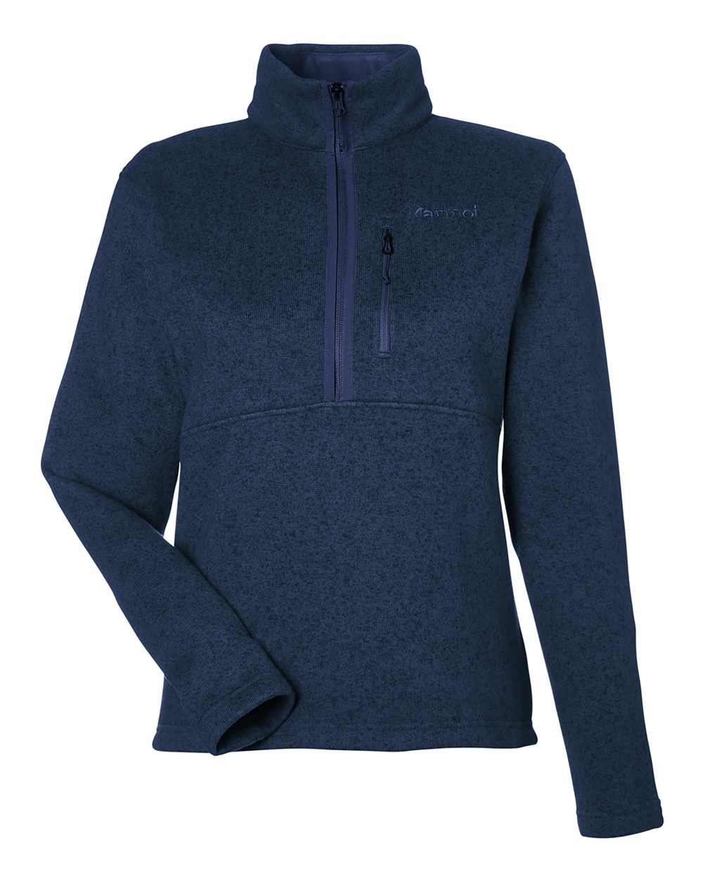 Front View of Arctic Navy Heather Women's Drop Line Half-Zip Jacket - M16248