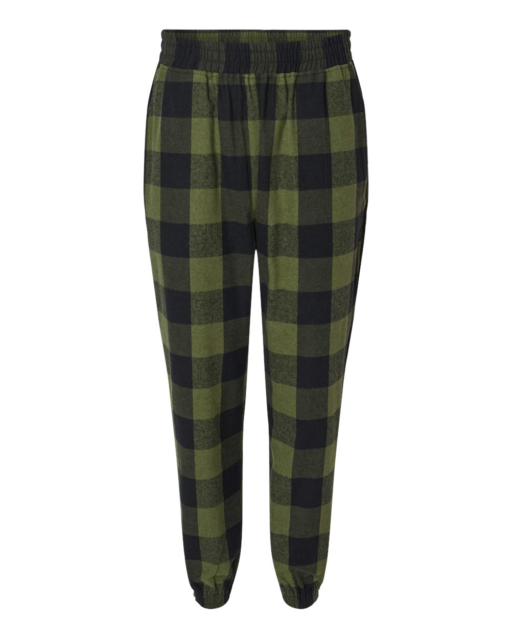 Front View of Army/ Black Flannel Joggers - 8810