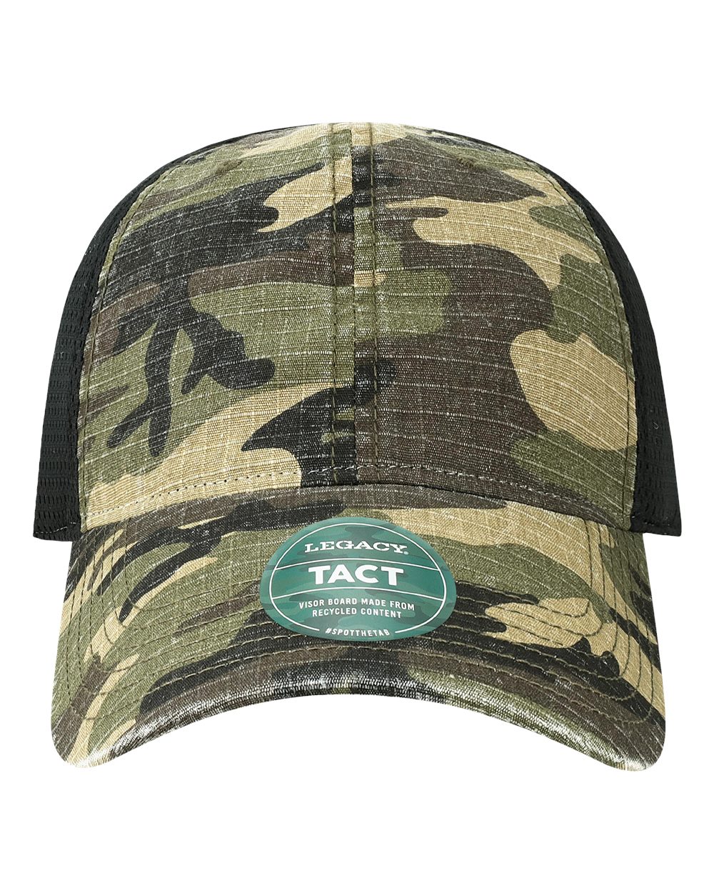 Front View of Army Camo/ Black Tacticool Cap - TACT