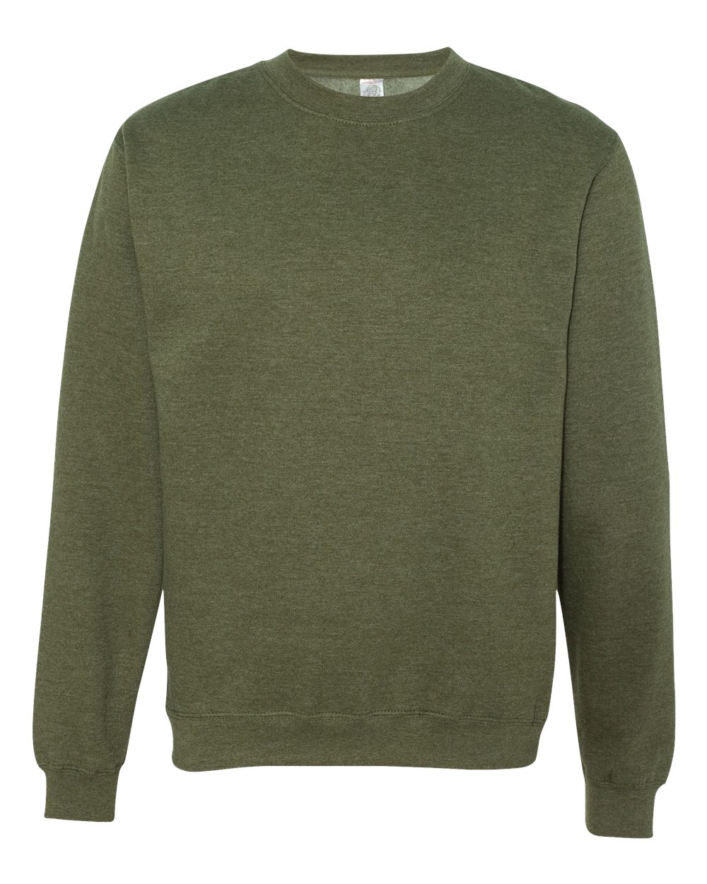 Front View of Army Heather Midweight Crewneck Sweatshirt - SS3000