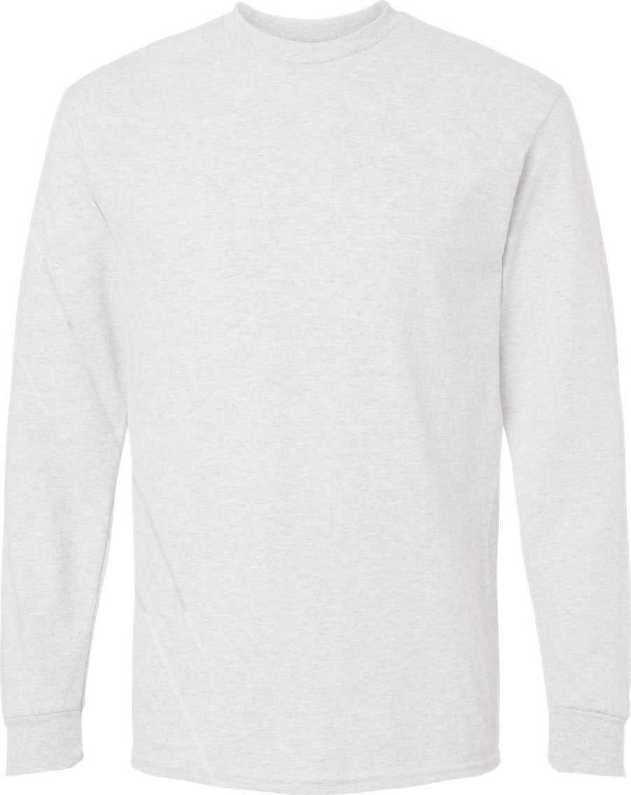 Front View of Ash DryBlend® 50/50 Long Sleeve T-Shirt - 8400