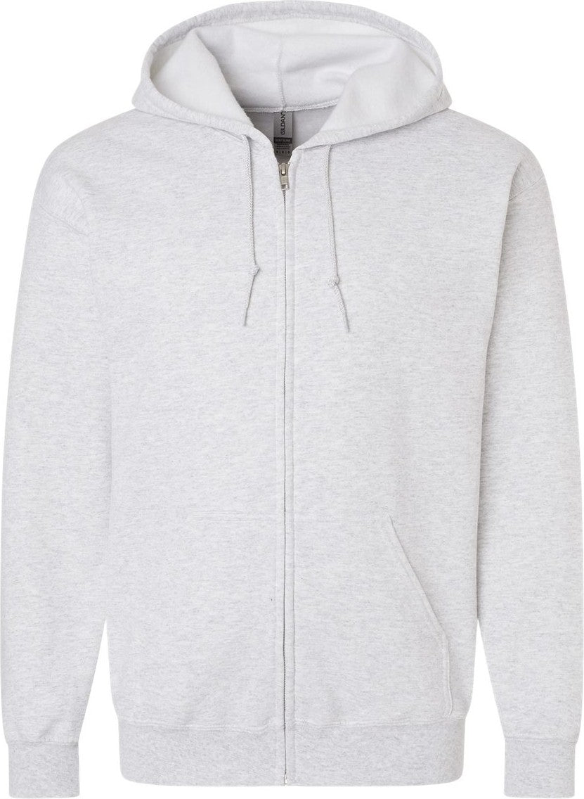 Front View of Ash Heavy Blend™ Full-Zip Hooded Sweatshirt - 18600