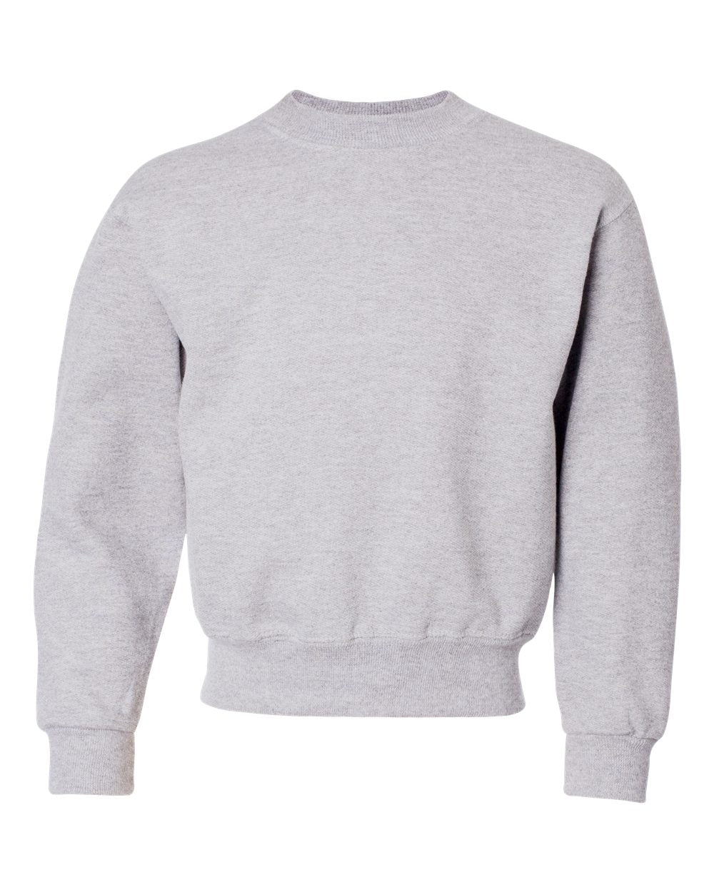 Front View of Ash NuBlend® Youth Crewneck Sweatshirt - 562BR