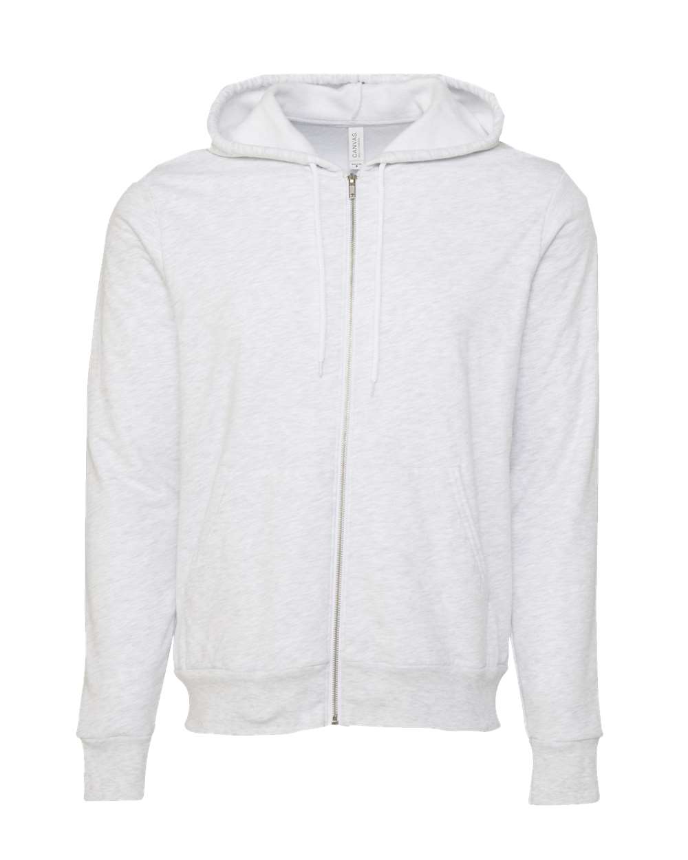 Front View of Ash Sponge Fleece Full-Zip Hoodie - 3739