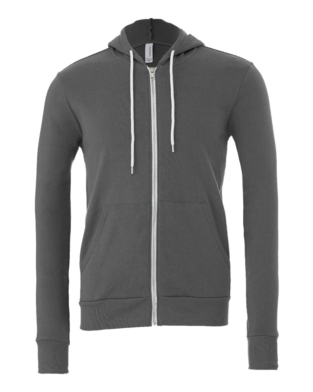 Front View of Asphalt Sponge Fleece Full-Zip Hoodie - 3739