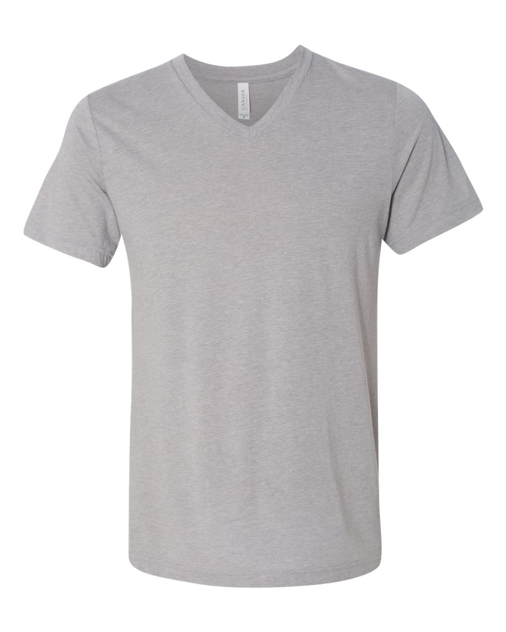 Front View of Athletic Grey Triblend Triblend V-Neck Short Sleeve Tee - 3415