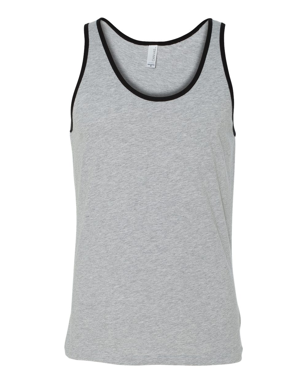 Front View of Athletic Heather/ Black Jersey Tank - 3480
