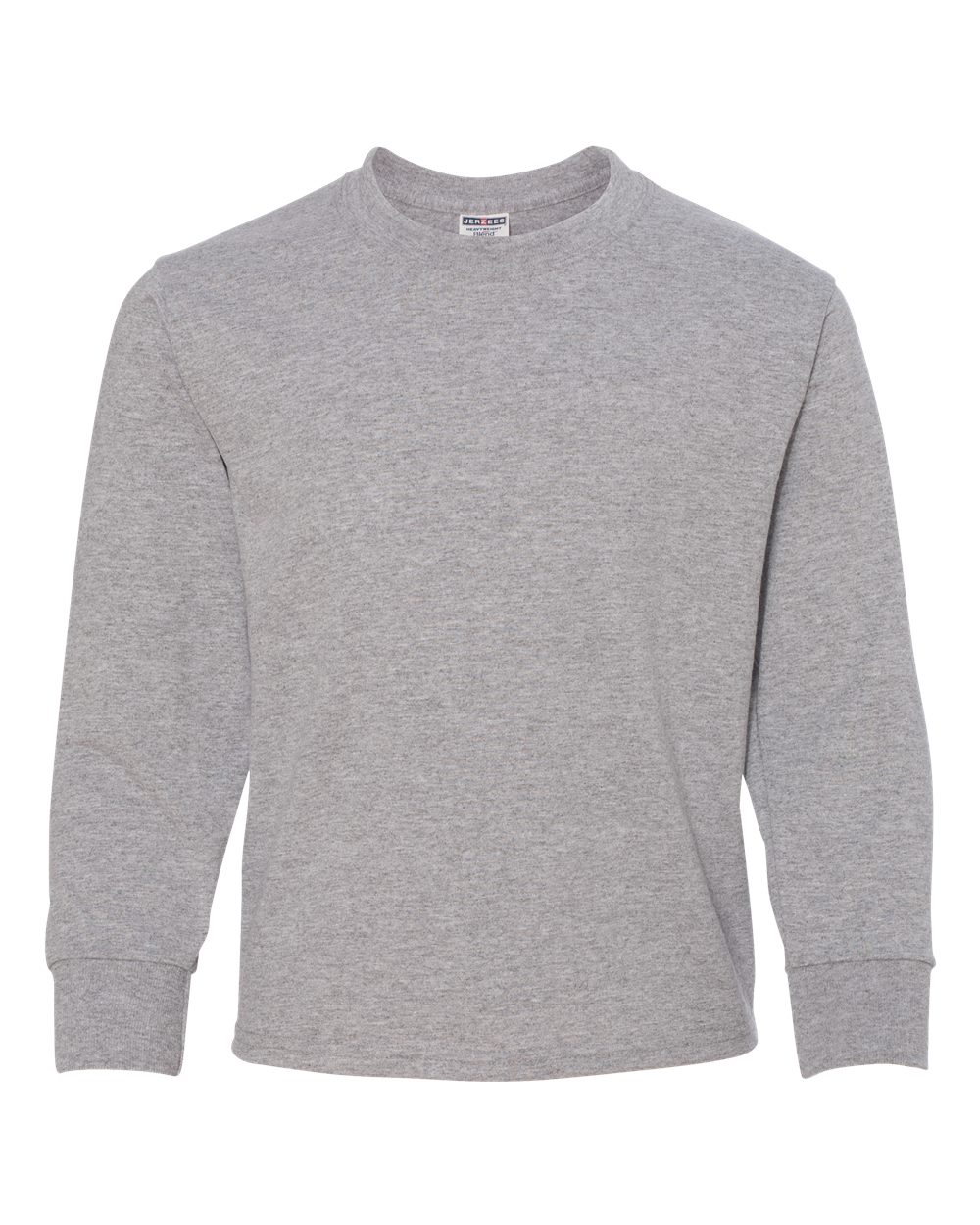 Front View of Athletic Heather Dri-Power® Youth Long Sleeve 50/50 T-Shirt - 29BLR