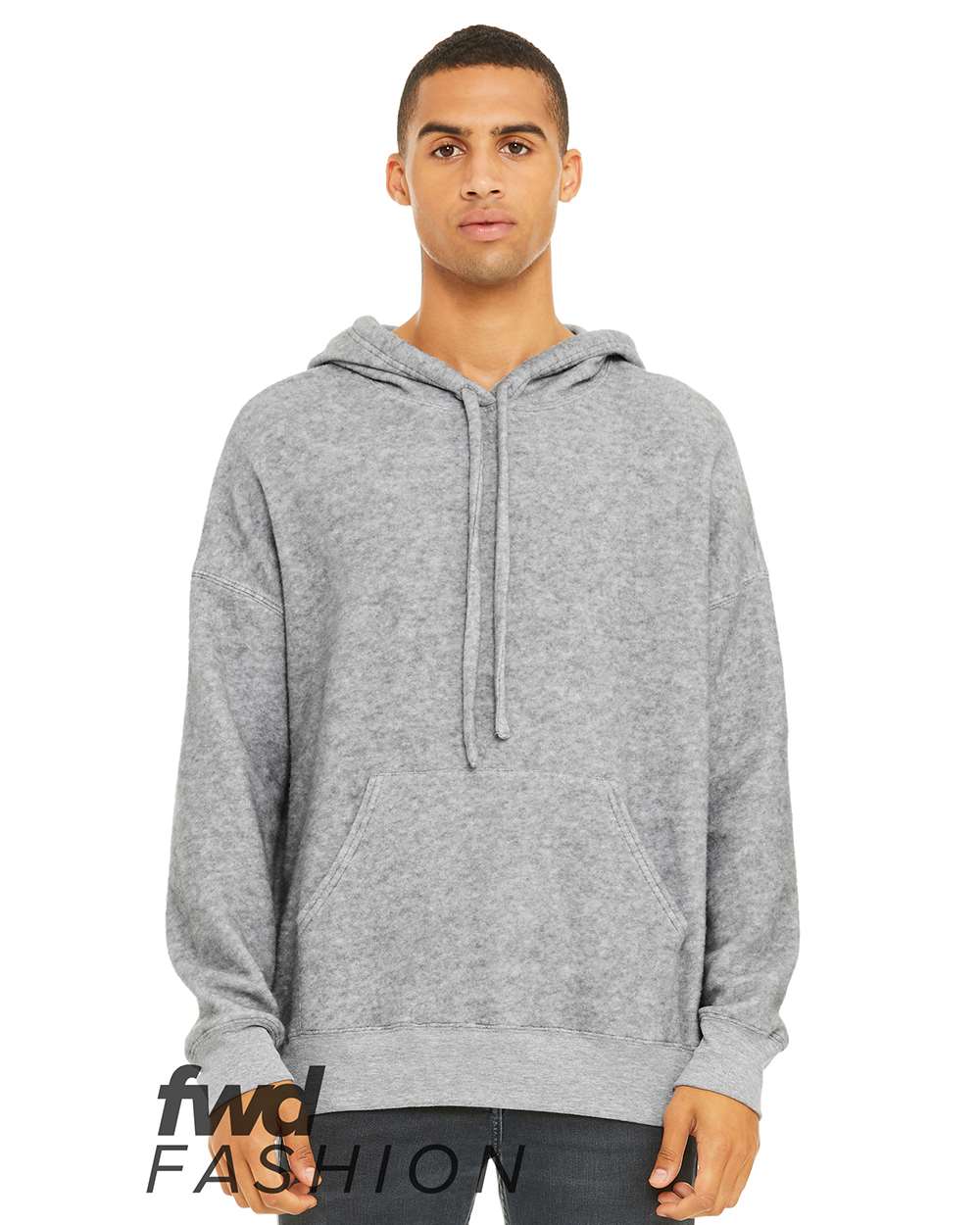 Front View of Athletic Heather FWD Fashion Sueded Fleece Hoodie - 3329