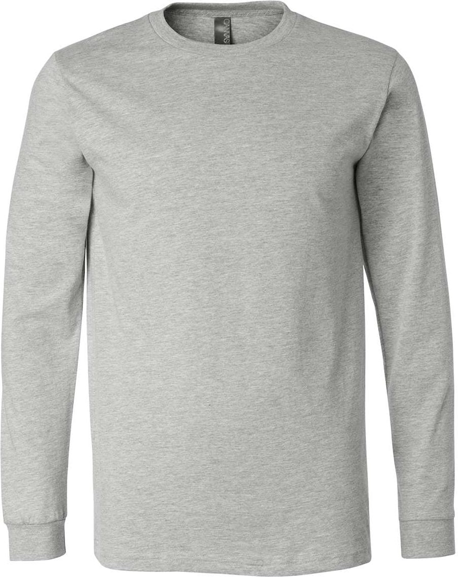 Front View of Athletic Heather Heather CVC Long Sleeve Tee - 3501CVC