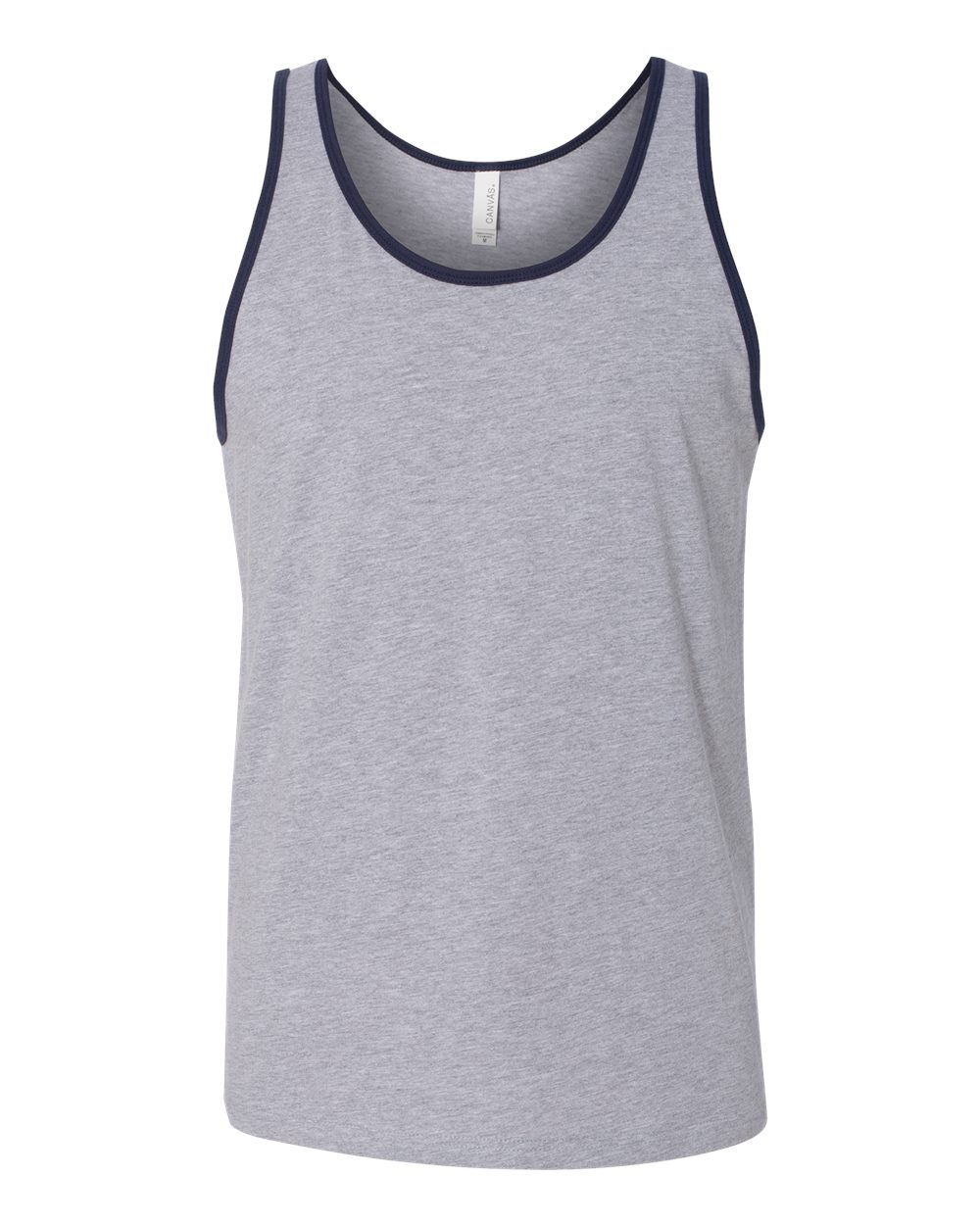 Front View of Athletic Heather/ Navy Jersey Tank - 3480