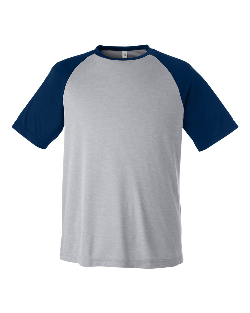 Front View of Athletic Heather/ Sport Dark Navy Unisex Zone Colorblock Raglan T-Shirt - TT62