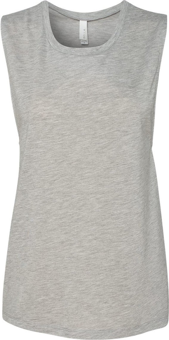 Front View of Athletic Heather Women's Flowy Scoop Muscle Tank - 8803