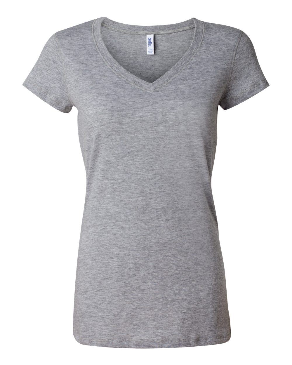 Front View of Athletic Heather Women’s Jersey V-Neck Tee - 6005