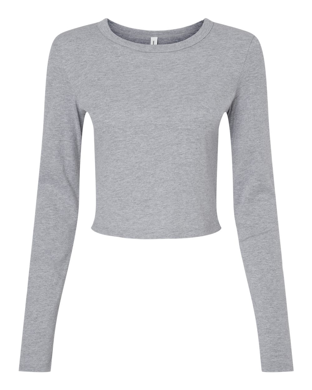 Front View of Athletic Heather Women's Micro Rib Long Sleeve Baby Tee - 1501