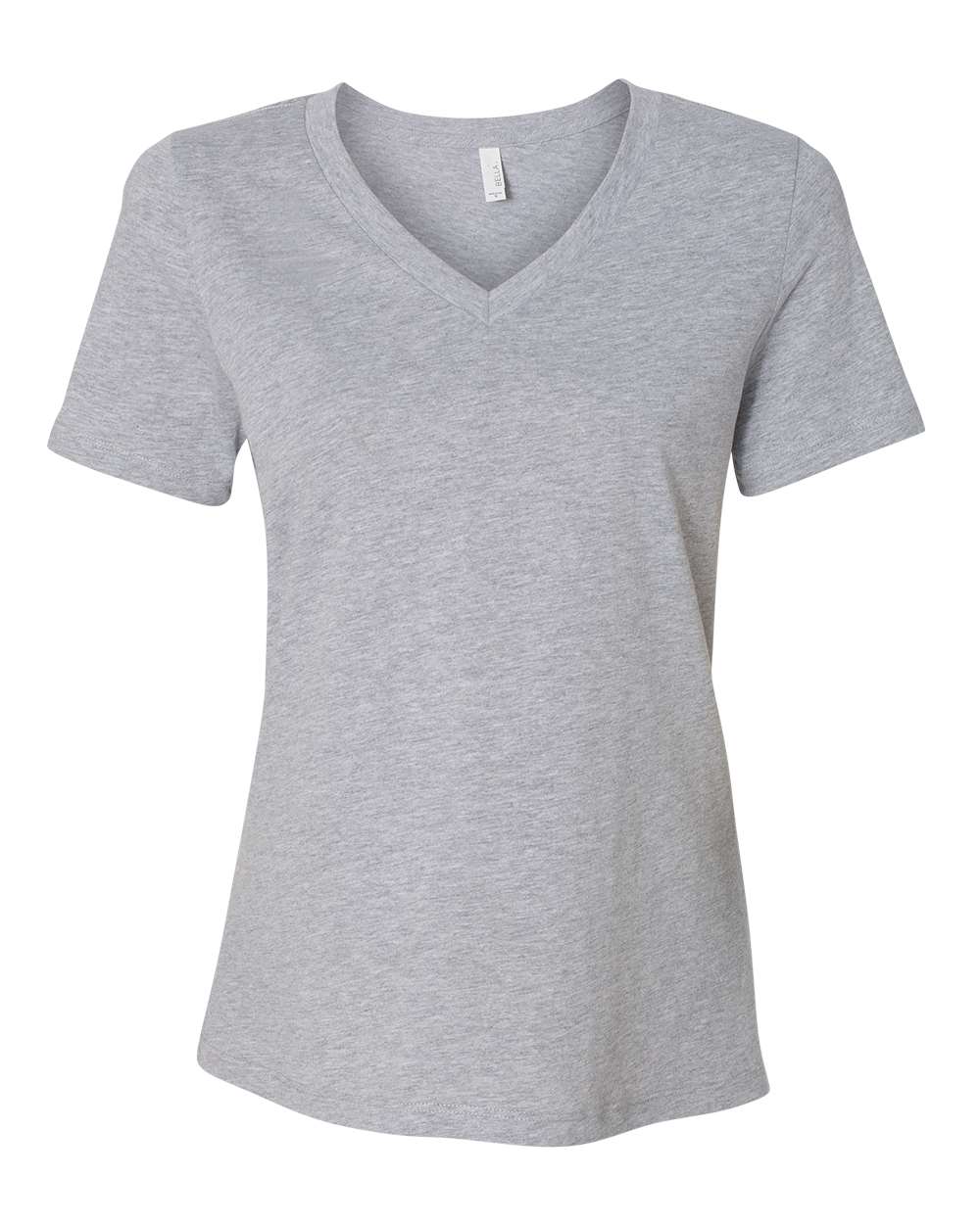 Front View of Athletic Heather Women's Relaxed Heather CVC V-Neck Tee - 6405CVC