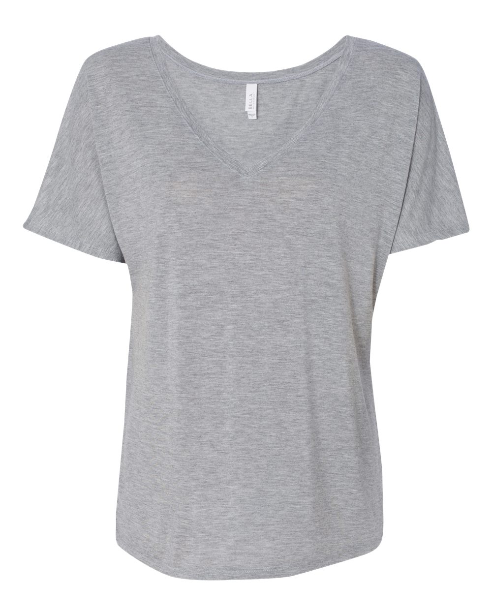 Front View of Athletic Heather Women’s Slouchy V-Neck Tee - 8815