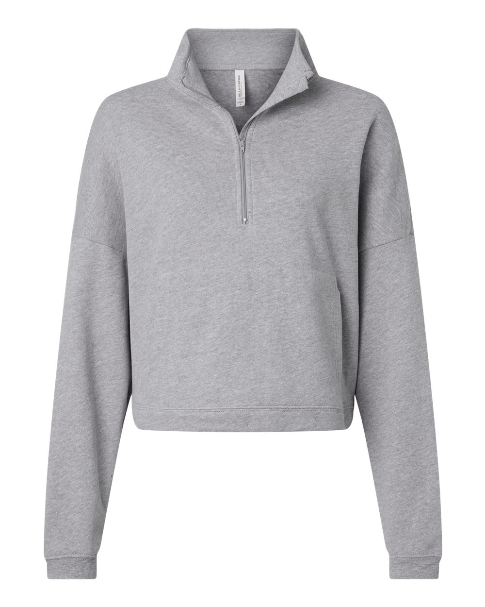 Front View of Athletic Heather Women’s Sponge Fleece Half Zip Pullover - 3953