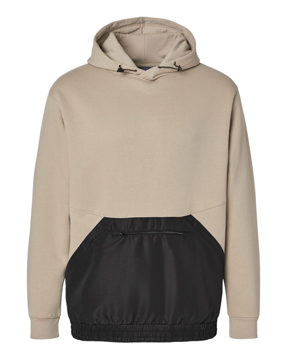 Front View of Atmosphere/ Black Mixed Media Hooded Sweatshirt - 23112