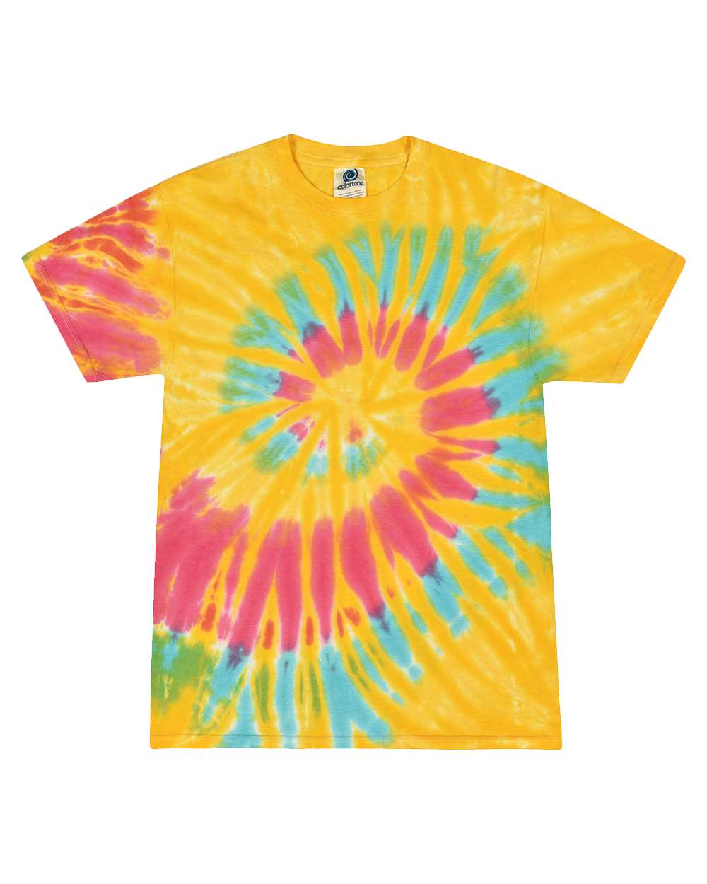 Front View of Aurora Multi-Color Tie-Dyed T-Shirt - 1000