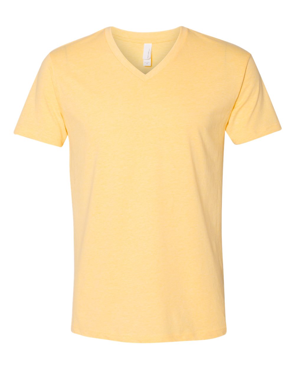 Front View of Banana Cream CVC V-Neck T-Shirt - 6240