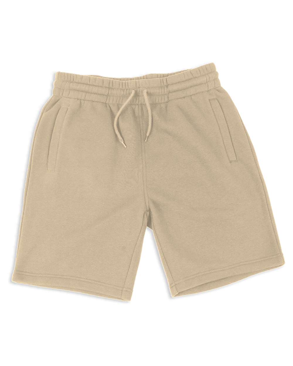 Front View of Beige Fleece Jogger Shorts - SHFJS