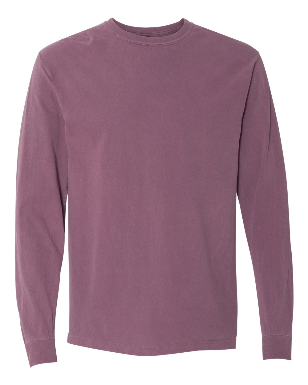 Front View of Berry Garment-Dyed Heavyweight Long Sleeve T-Shirt - 6014